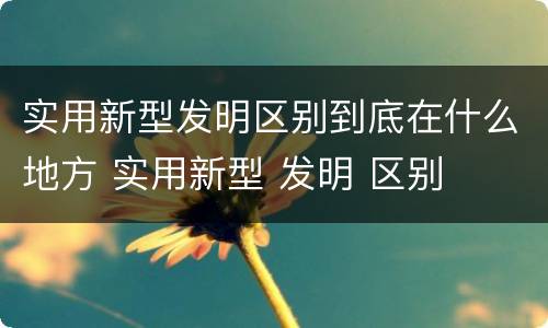 实用新型发明区别到底在什么地方 实用新型 发明 区别