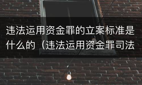 违法运用资金罪的立案标准是什么的（违法运用资金罪司法解释）