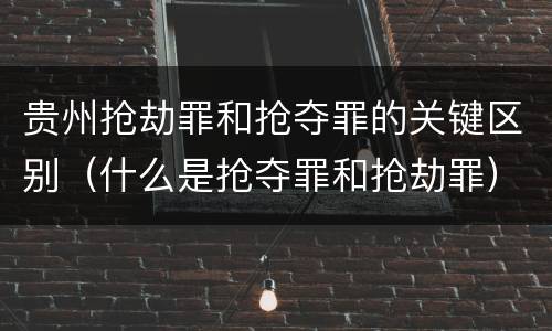 贵州抢劫罪和抢夺罪的关键区别（什么是抢夺罪和抢劫罪）