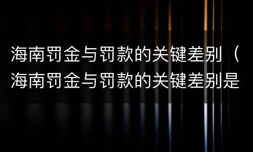 海南罚金与罚款的关键差别（海南罚金与罚款的关键差别是什么）