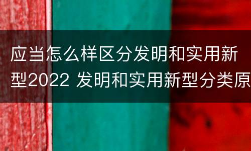 应当怎么样区分发明和实用新型2022 发明和实用新型分类原则