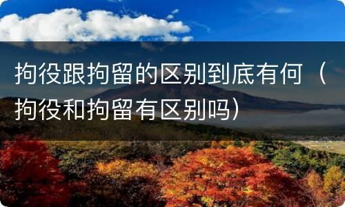拘役跟拘留的区别到底有何（拘役和拘留有区别吗）