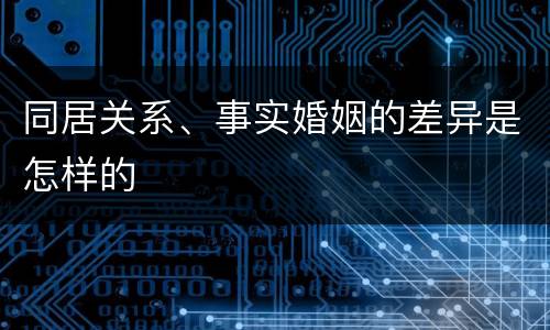同居关系、事实婚姻的差异是怎样的