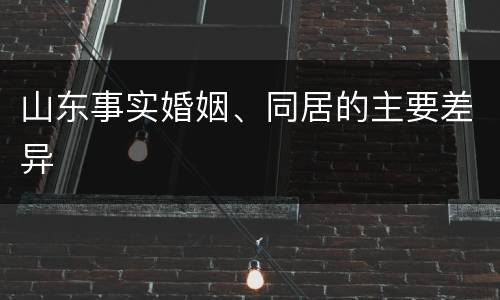 山东事实婚姻、同居的主要差异