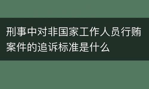 刑事中对非国家工作人员行贿案件的追诉标准是什么