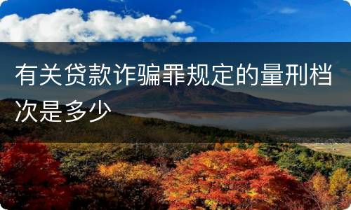 有关贷款诈骗罪规定的量刑档次是多少