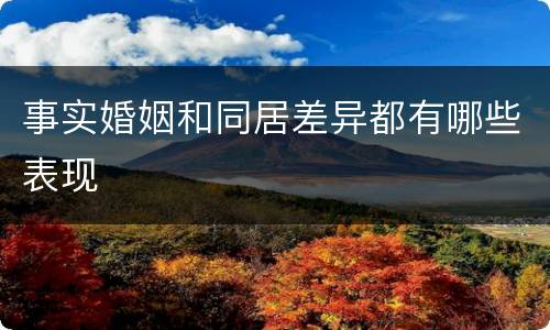 事实婚姻和同居差异都有哪些表现