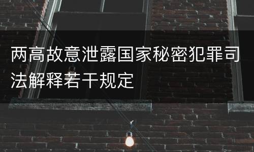 两高故意泄露国家秘密犯罪司法解释若干规定