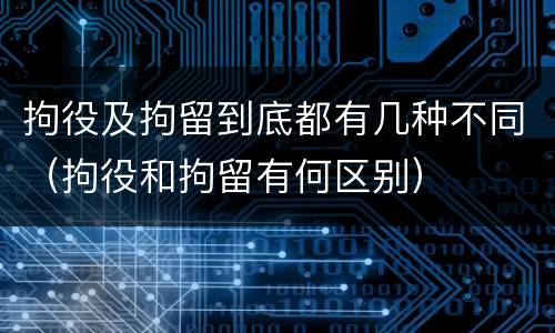 拘役及拘留到底都有几种不同（拘役和拘留有何区别）