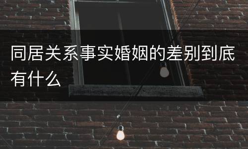 同居关系事实婚姻的差别到底有什么