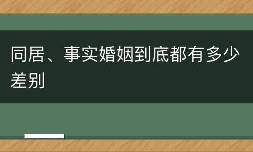 同居、事实婚姻到底都有多少差别