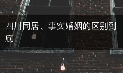 四川同居、事实婚姻的区别到底