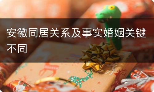 安徽同居关系及事实婚姻关键不同