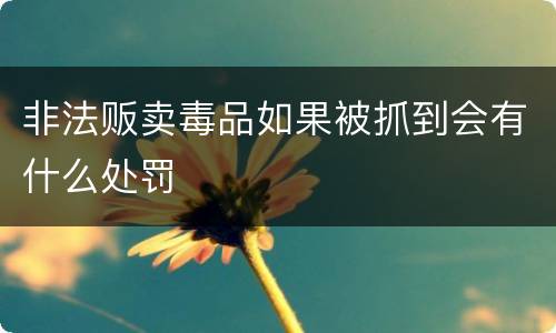 非法贩卖毒品如果被抓到会有什么处罚