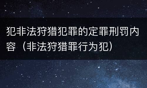 犯非法狩猎犯罪的定罪刑罚内容（非法狩猎罪行为犯）