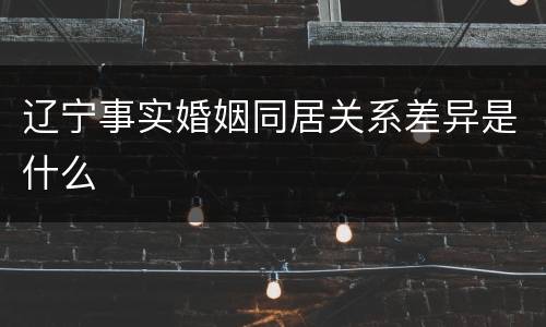 辽宁事实婚姻同居关系差异是什么