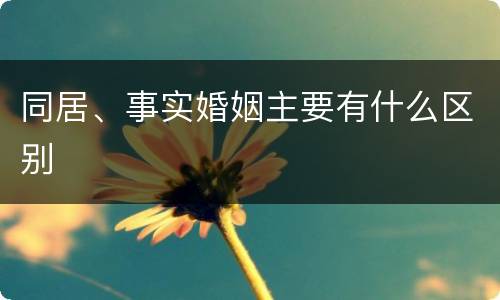 同居、事实婚姻主要有什么区别