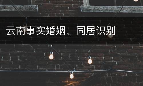 云南事实婚姻、同居识别