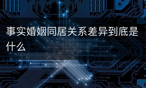 事实婚姻同居关系差异到底是什么