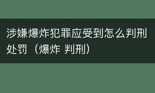 涉嫌爆炸犯罪应受到怎么判刑处罚（爆炸 判刑）