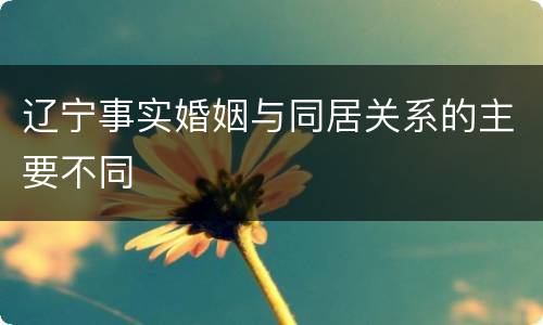 辽宁事实婚姻与同居关系的主要不同