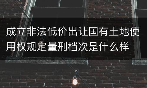 成立非法低价出让国有土地使用权规定量刑档次是什么样