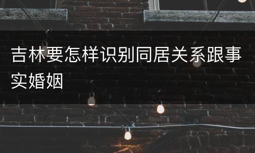 吉林要怎样识别同居关系跟事实婚姻