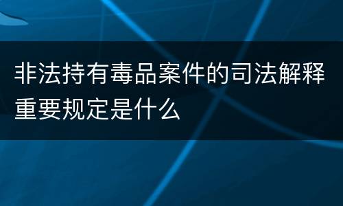非法持有毒品案件的司法解释重要规定是什么