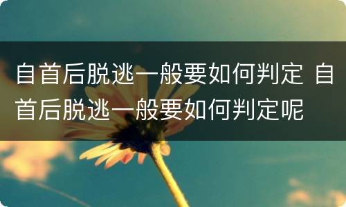 自首后脱逃一般要如何判定 自首后脱逃一般要如何判定呢