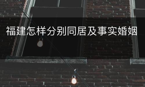 福建怎样分别同居及事实婚姻