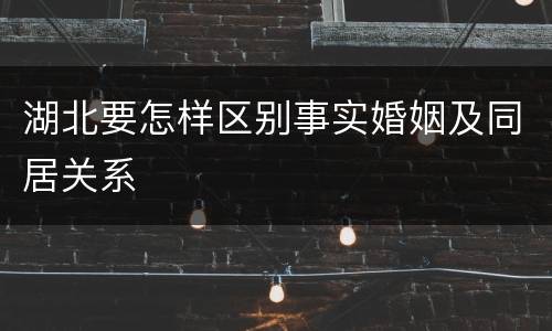 湖北要怎样区别事实婚姻及同居关系