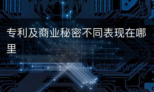 专利及商业秘密不同表现在哪里