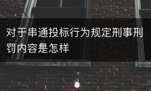 对于串通投标行为规定刑事刑罚内容是怎样