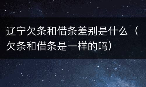 辽宁欠条和借条差别是什么（欠条和借条是一样的吗）
