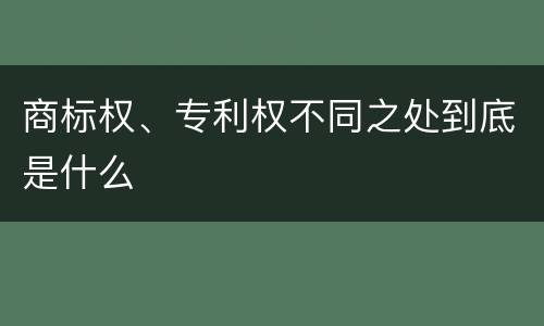 商标权、专利权不同之处到底是什么