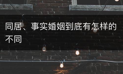 同居、事实婚姻到底有怎样的不同