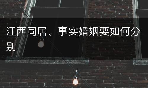 江西同居、事实婚姻要如何分别
