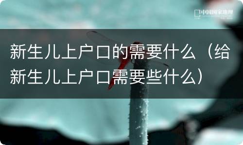 新生儿上户口的需要什么（给新生儿上户口需要些什么）