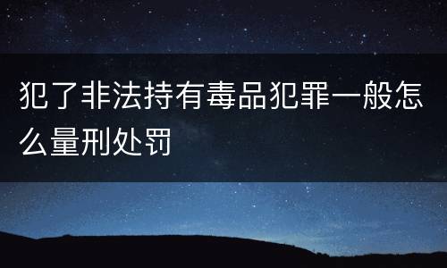 犯了非法持有毒品犯罪一般怎么量刑处罚
