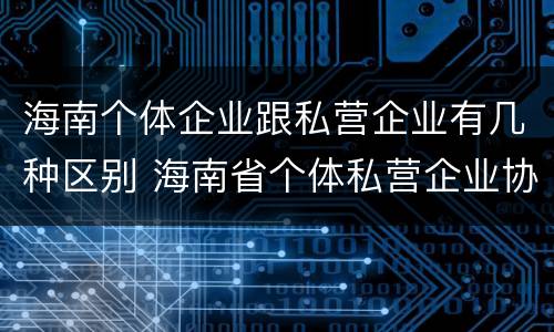 海南个体企业跟私营企业有几种区别 海南省个体私营企业协会