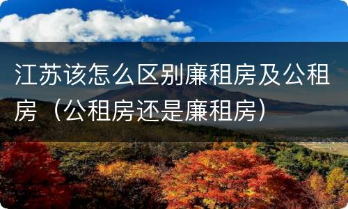 江苏该怎么区别廉租房及公租房（公租房还是廉租房）