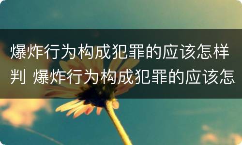 爆炸行为构成犯罪的应该怎样判 爆炸行为构成犯罪的应该怎样判罚