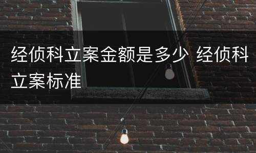 经侦科立案金额是多少 经侦科立案标准