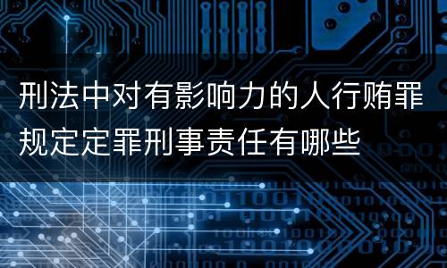 刑法中对有影响力的人行贿罪规定定罪刑事责任有哪些