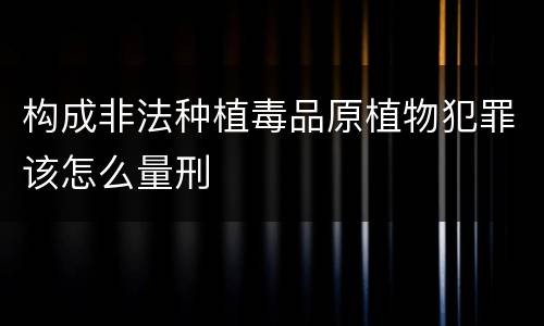 构成非法种植毒品原植物犯罪该怎么量刑