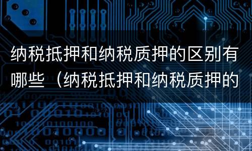 纳税抵押和纳税质押的区别有哪些（纳税抵押和纳税质押的区别有哪些呢）