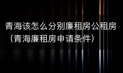 青海该怎么分别廉租房公租房（青海廉租房申请条件）
