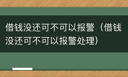 借钱没还可不可以报警（借钱没还可不可以报警处理）