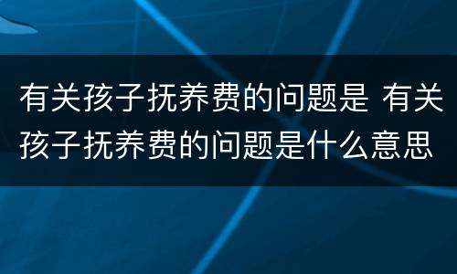 有关孩子抚养费的问题是 有关孩子抚养费的问题是什么意思
