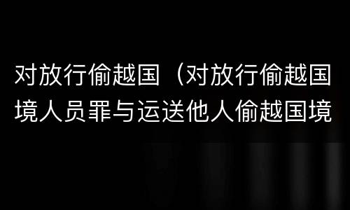 对放行偷越国（对放行偷越国境人员罪与运送他人偷越国境罪共犯）